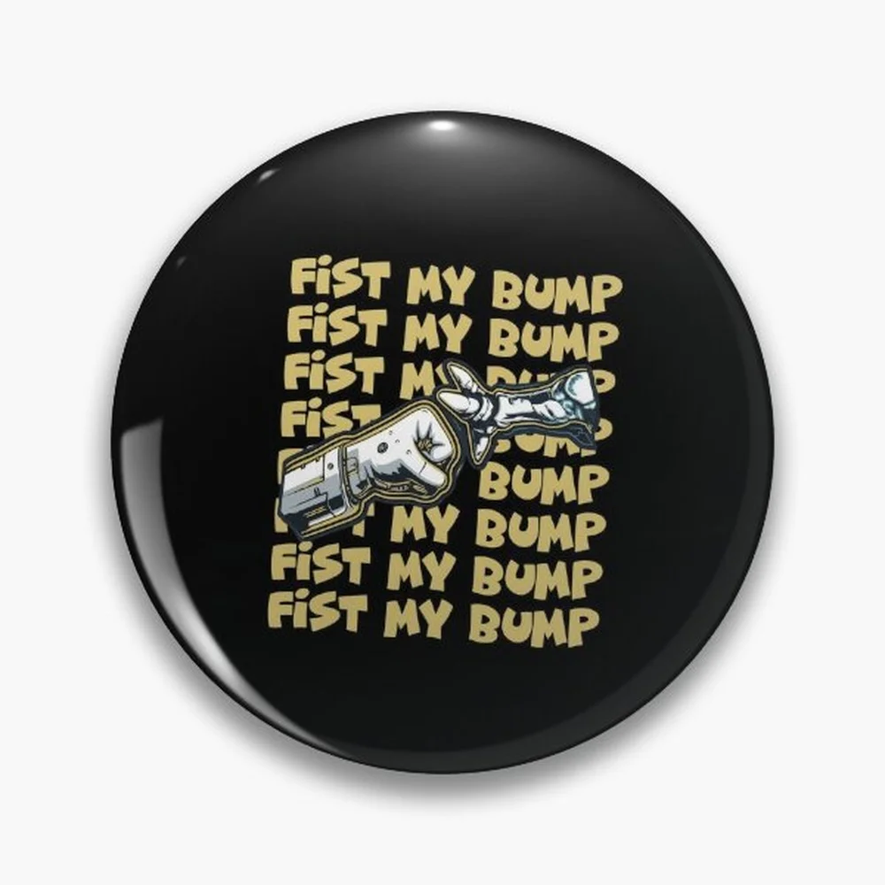 Fist My Bump Sweater Pin Holographic Star Heart Pin Brooches Laminated Button Fashion Accessory