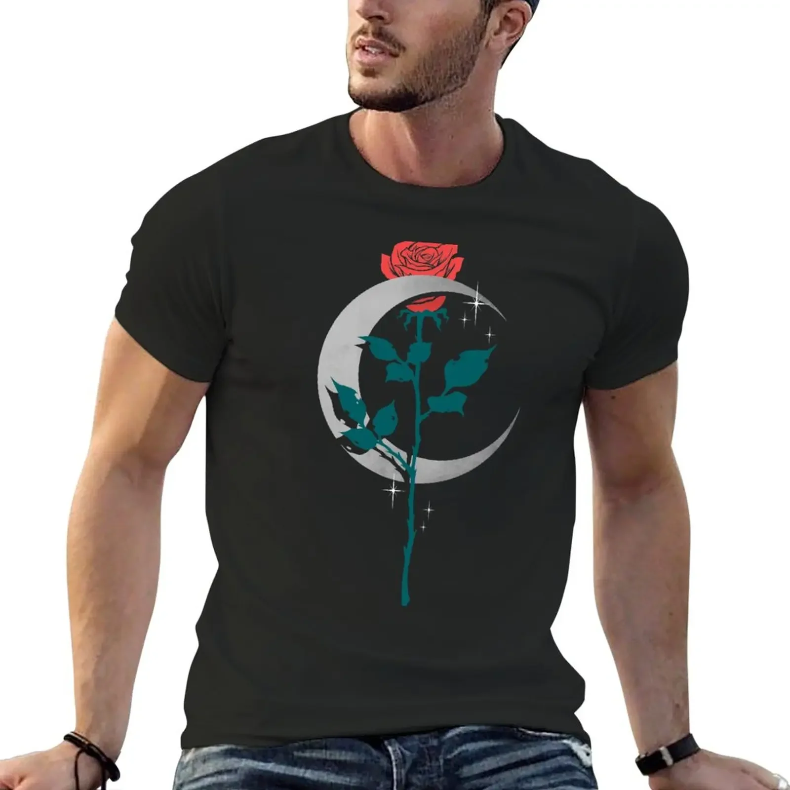 

New Moon Rose T-Shirt black t shirt heavyweight t shirts oversized t shirt oversized shirts for men