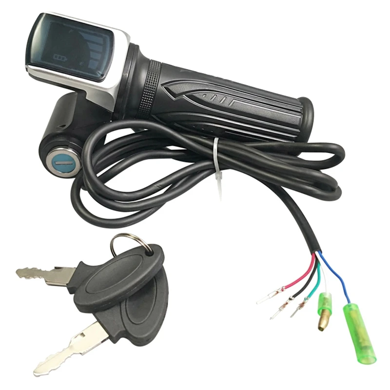 Bike Twist Throttle for Electric Bike Throttle 36V Gas Handle Throttle LCD Display Lock Key