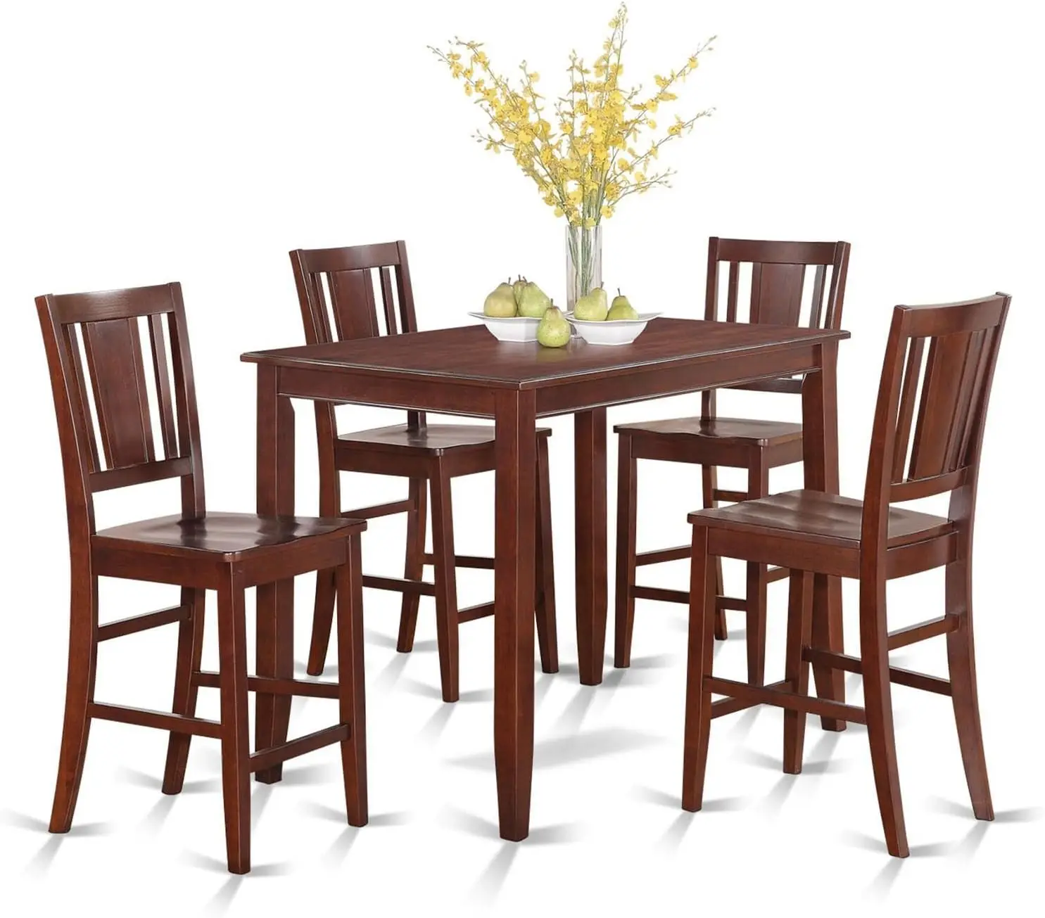 

Buck5-Mah-W Buckland 5 Piece Counter Height Set Includes A Rectangle Dining Room Table And 4 Wood Seat Chairs, 30X48 Inch