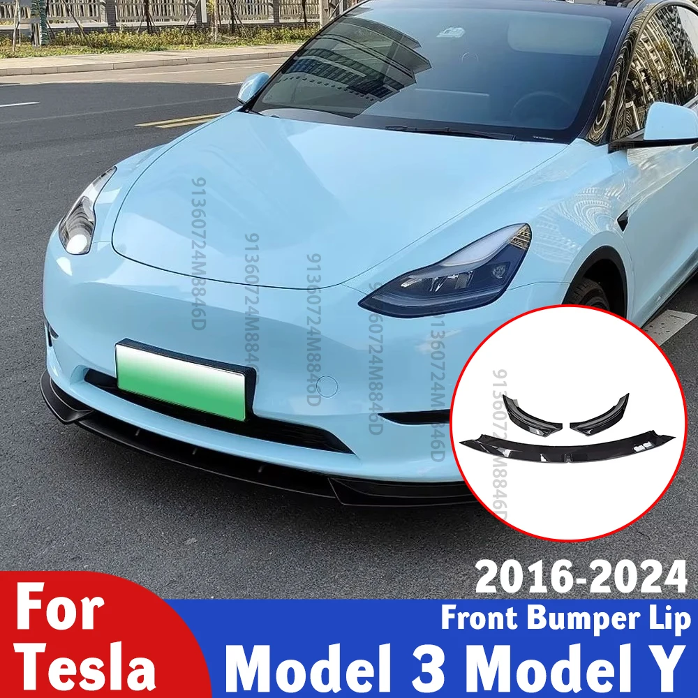 

Для Tesla Model 3 Model Y 2016-2024, передний спойлер для губ, глянцевый черный полипропилен, АБС-пластик, передний бампер, защита для губ, комплект кузова