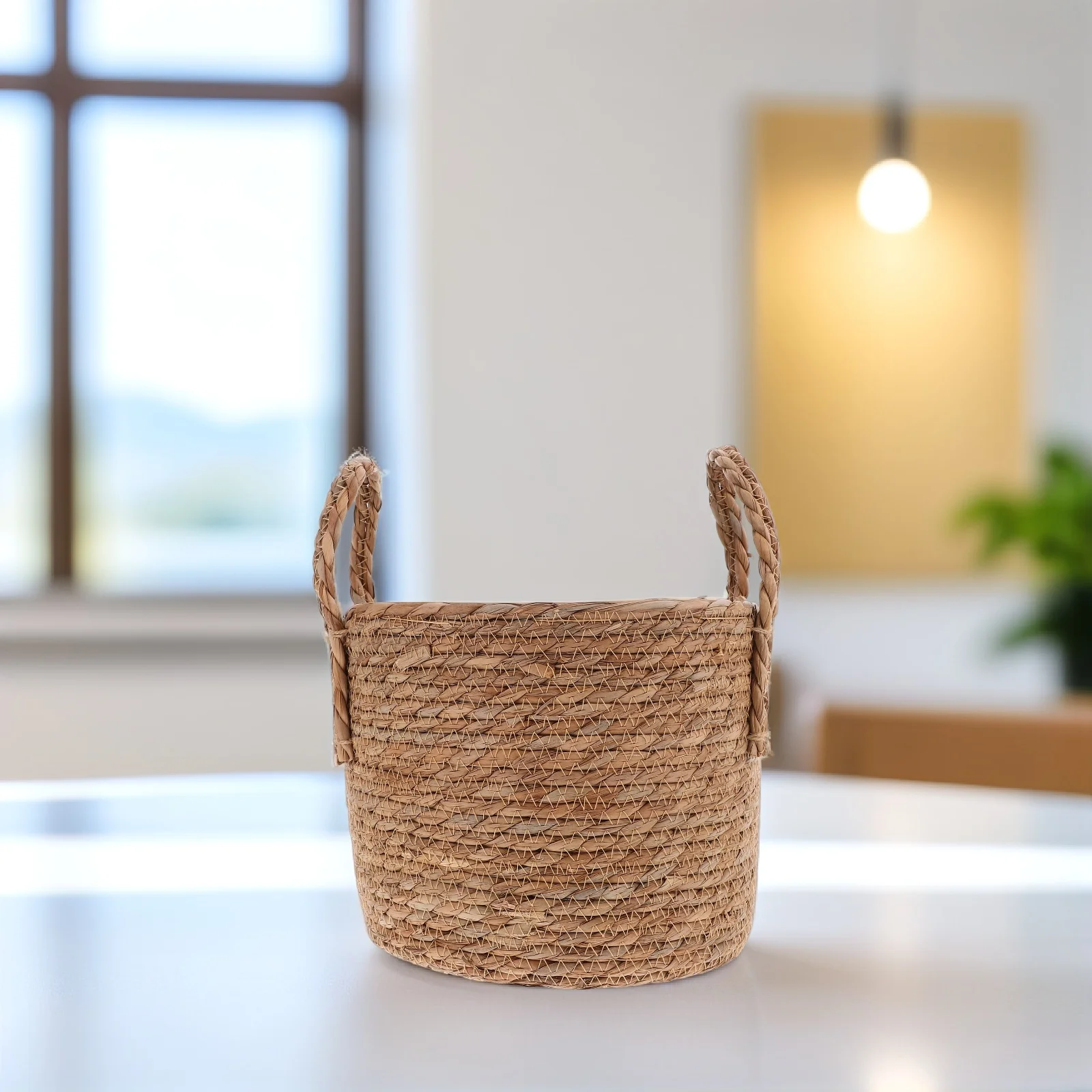 

Seagrass Flower Pot Boho Braided Plant Basket Tall Retro Planter With Handle 25Cm Storage Holder For Faux Flowers Indoor Plants