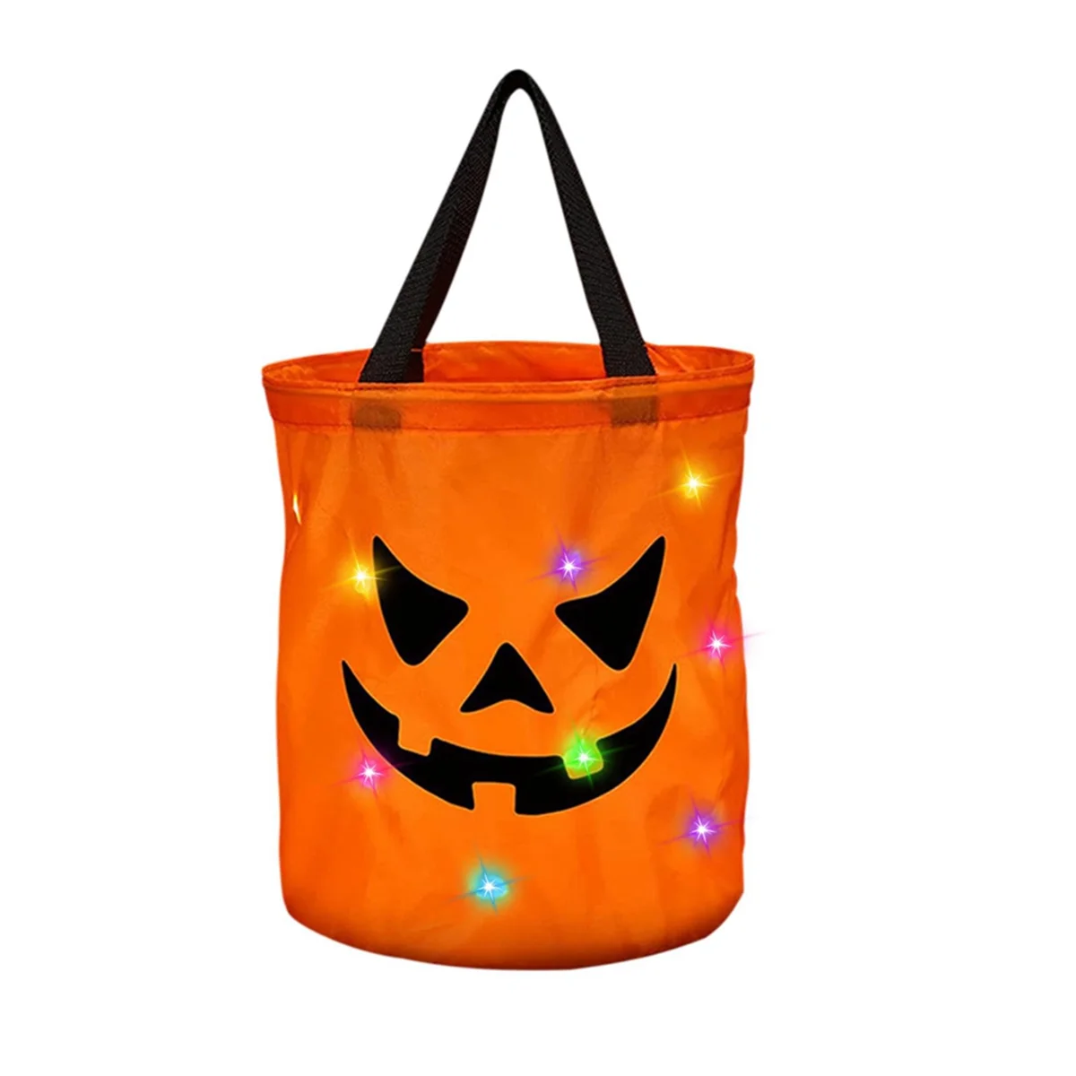 2Pcs LED Light Halloween Candy Bags Collapsible Ghost Bags Multipurpose Reusable Halloween Bucket for Kids