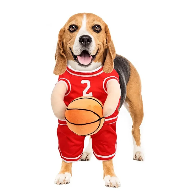 Creative New Style Dog Basketball Costume With Ball Jumper Jersey Sweater Clothes For Large Dogs Apparel Clothing Puppy Supplies