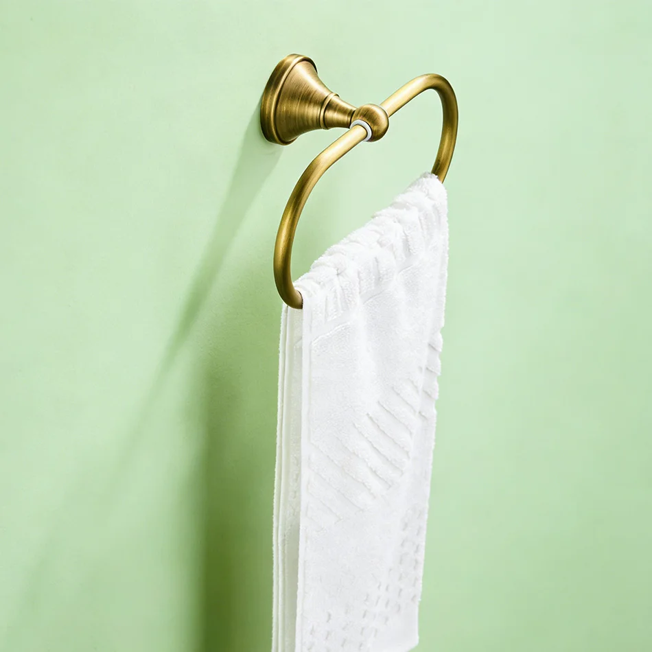 

Brass Towel Holder Ring Antique for Bathroom Bedroom Gold White Grey Brushed Black Chrome Wall Mounted Oval Towel Ring Shelf