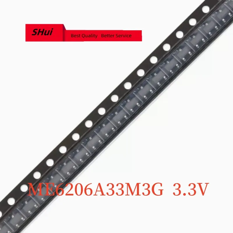 100PCS ME6206A33M3G SOT-23 3.3V 2% 6V Low dropout linear regulator chip