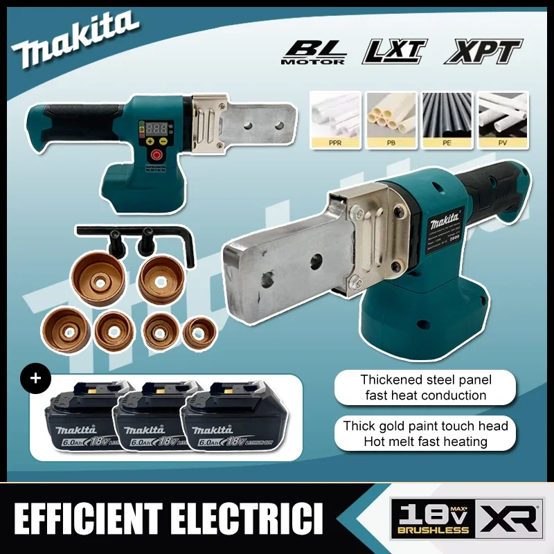 

Аккумуляторный аппарат для сварки труб Makita: паяльник для PPR/PE труб, нагреватель для пластиковых труб, без батареи