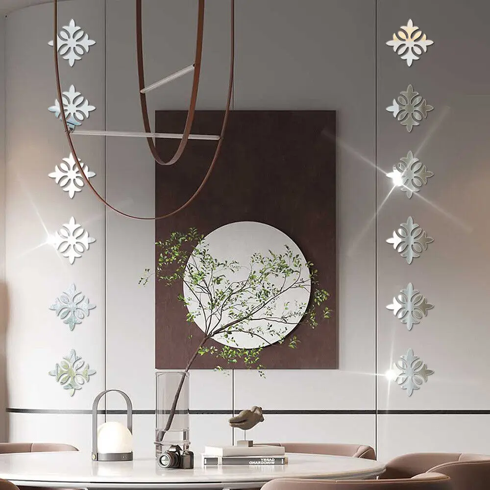 

10Pcs Acrylic Wall Sticker Household Wall Cabinet Self-adhesive Mosaic Mirror