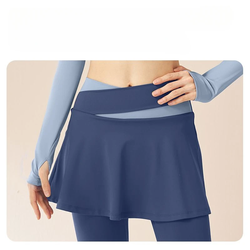 Sports Skirt  Fitness Pants High Waist Over Size Skirt Pants All in One Women's Pleated Skirt Slimming Running Yoga Pants M100