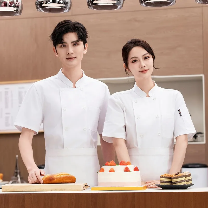 Ristorante occidentale Steakhouse BBQ Chef Uniforme Estate Manica corta Abbigliamento da lavoro Catering Hotel Ristorante Cantina Giacca da cuoco sottile