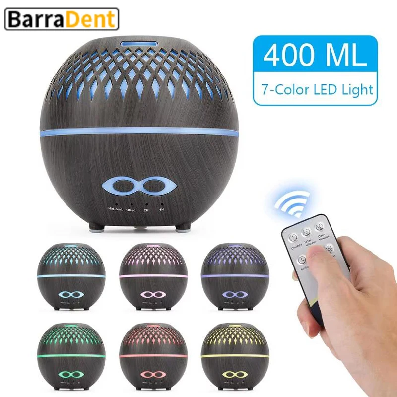 

7 цветов светодиодная лампа с лунным светом, ароматерапия, диффузор эфирного масла, увлажнитель, освещение комнаты с 4 настройками таймера, 400 мл, пульт дистанционного управления