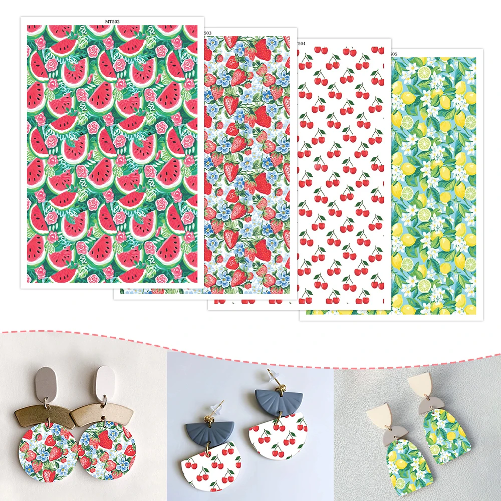 

Watermelon & Floral,Strawberry & Floral Water Water Transfer Paper for Polymer Clay Earrings, Summer Jewelry Making Supplies