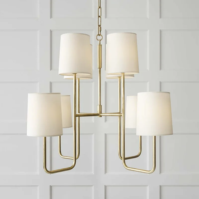 

Copper Personalized Building Living Room Pendant Light Postmodern Dining Room Hallway Bedroom Study Cloth Covered Pendant Light
