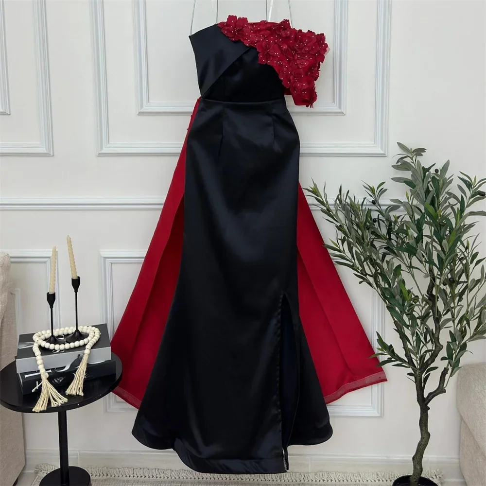 Customized Saudi Arabia Prom Dress Formal Strapless Mermaid Ankle Length Open Back Bespoke Occasion Dresses Evening Gown