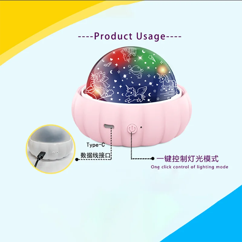 Unicorn Projector Night Lights, 360° Rotation LED Lights, Home Atmosphere Light, Gift for Boys, for Child, Christmas, Home Decor