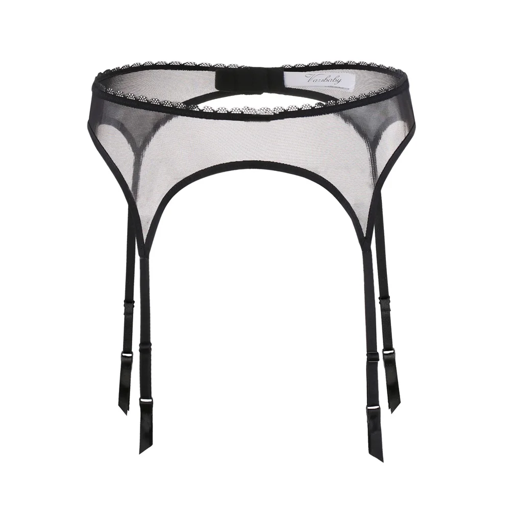 Varsbaby Intimo solido trasparente in filato sexy SML XL XXL Reggicalze nero/bianco/rosso vino