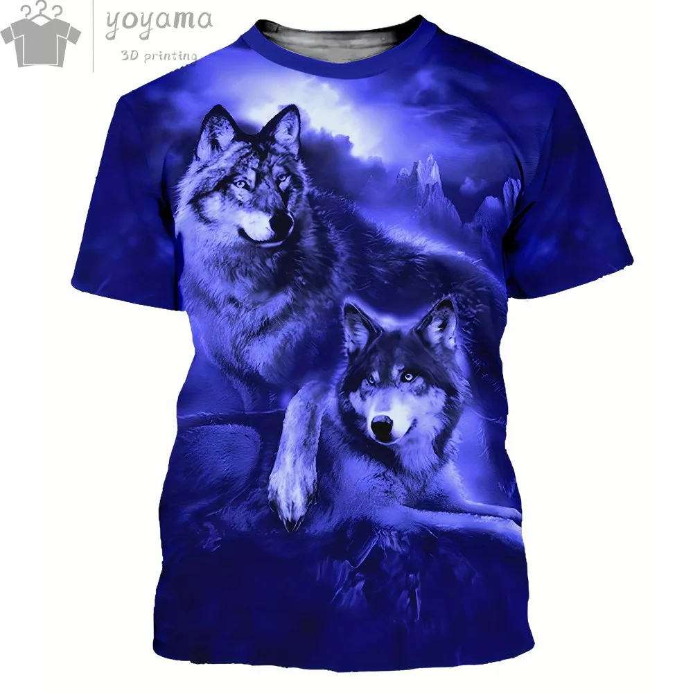 Men\'s Clothing Wolf Pattern 3d Print T-Shirts For Men Summer Fashion Short Sleeve Tee Vintage Street O-Neck Oversized T-Shirt