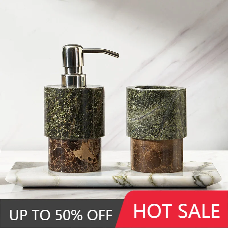 Nordic Color-Blocked Marble Lotion Bottle And Aromatherapy Tray Bathroom Accessories With Exquisite Color-Blocked Soap Dispenser