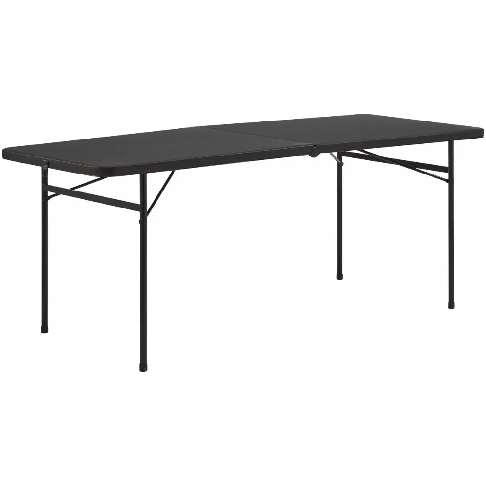 New Mainstays 6 Foot Bi-Fold Plastic Folding Table, Black