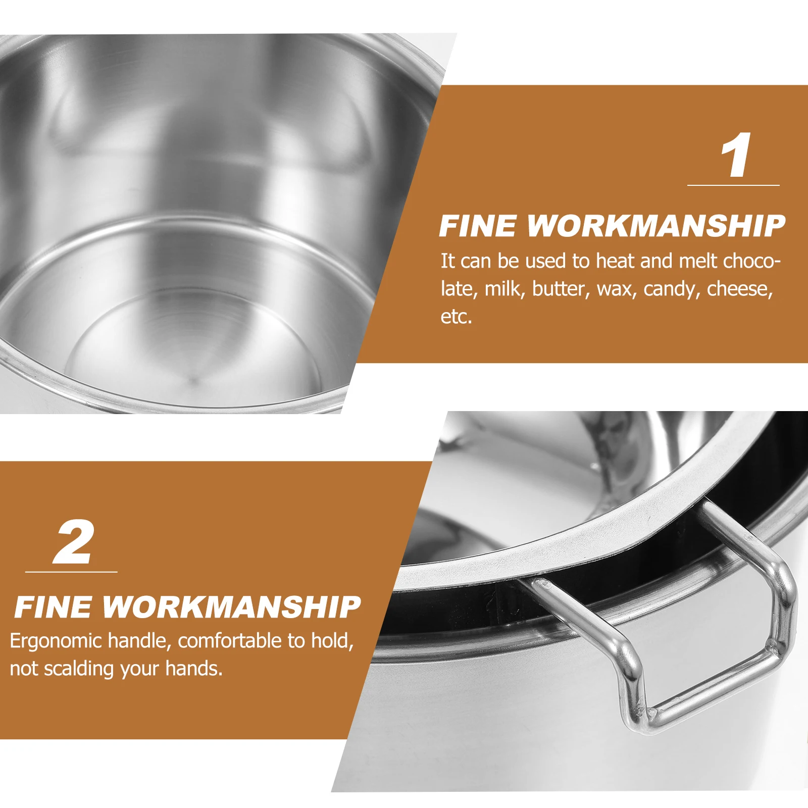 

Comfortable Handle Stainless Steel Wax Melting Pot Double Boiler For Chocolate Milk Butter Cheese Baking Cookware