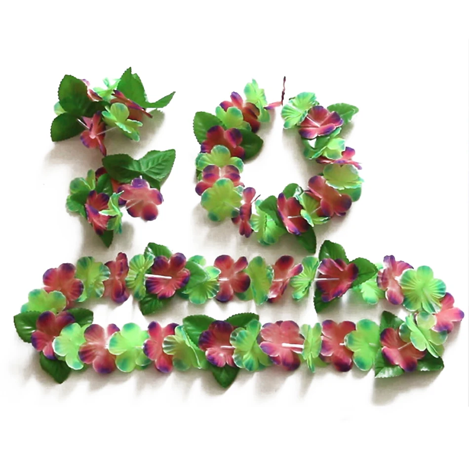 Baby Moana Birthday Leis for Luau Girls Hawaiian Party Decorations Lei Headband Wristband 4 Pcs Sets Outfit Flower Party Supply