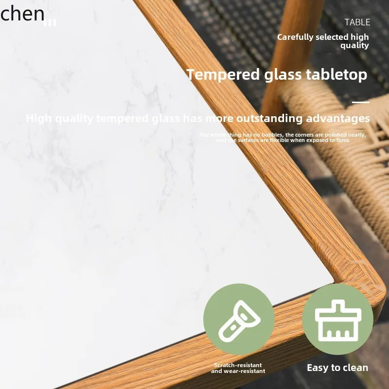 HXL طقم طاولة وكرسي للترفيه في الهواء الطلق من الخيزران مقاوم للماء ومقاوم لأشعة الشمس وطاولة طعام خارجية وكراسي