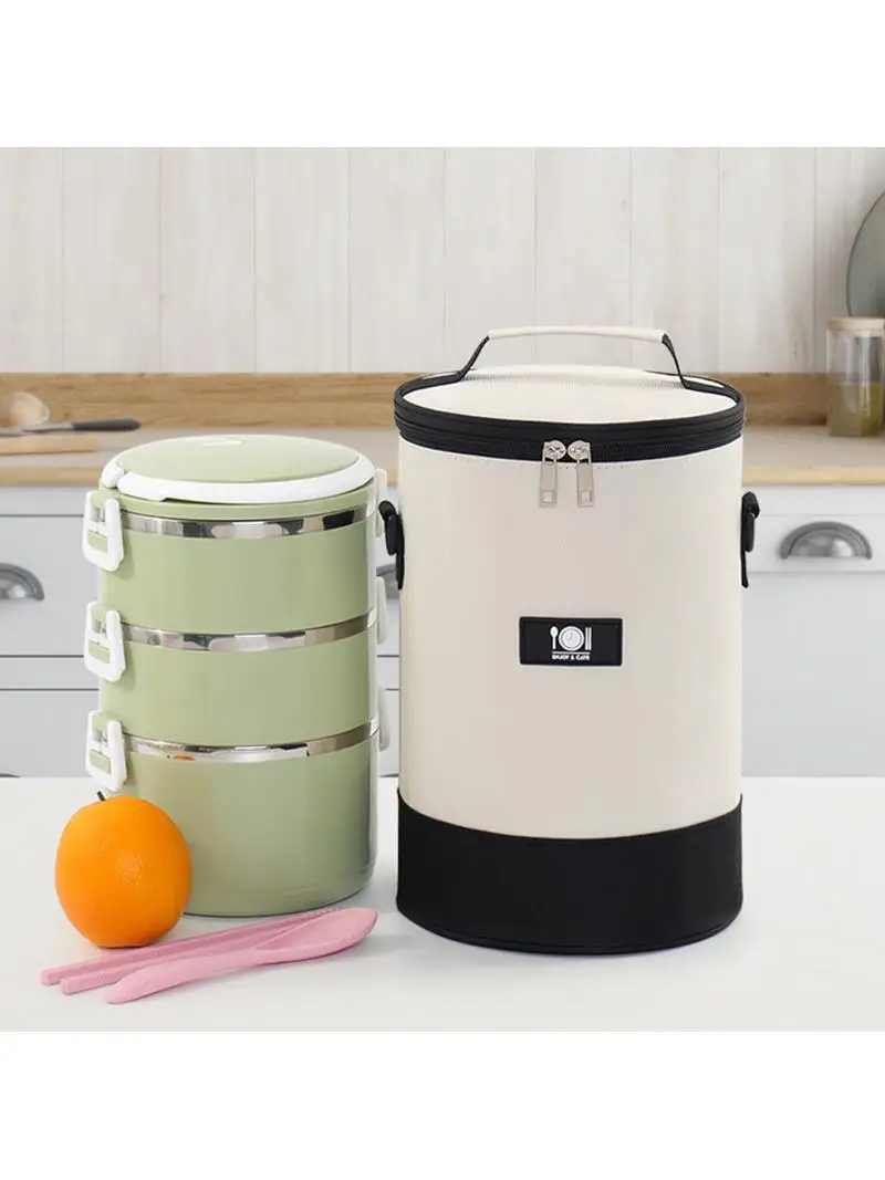 厚みのあるアルミホイルランチバッグ丸型ポータブル断熱バッグオフィスワーカー向け屋外鮮度保持ランチバッグ