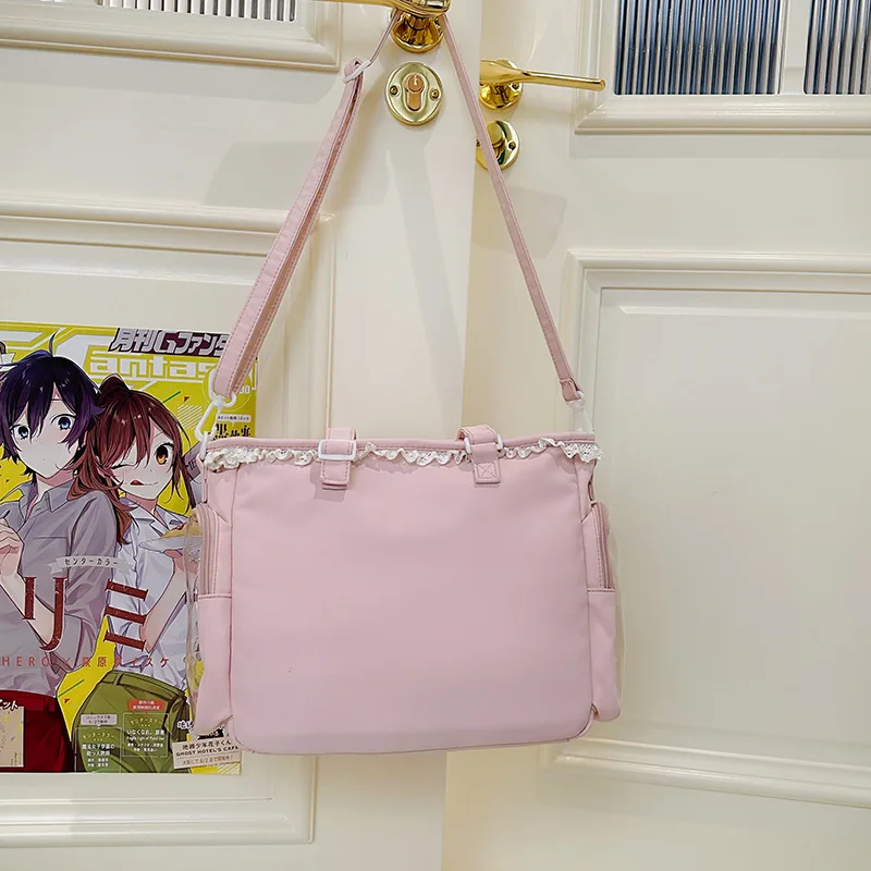 Japan Style Preppy Messenger Bag with Cute Bow Anime Shoulder Crossbody Bag For Sweet JK Girls Tote Bag image 4
