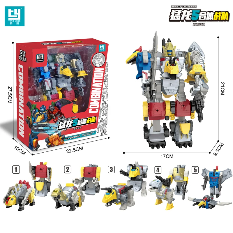 Auf Lager Transformation Sula Wong 5-in-1-Dinosaurier-Roboter Atcion Figurensammlung Modellkollektionen Ornament Spielzeug Geschenk