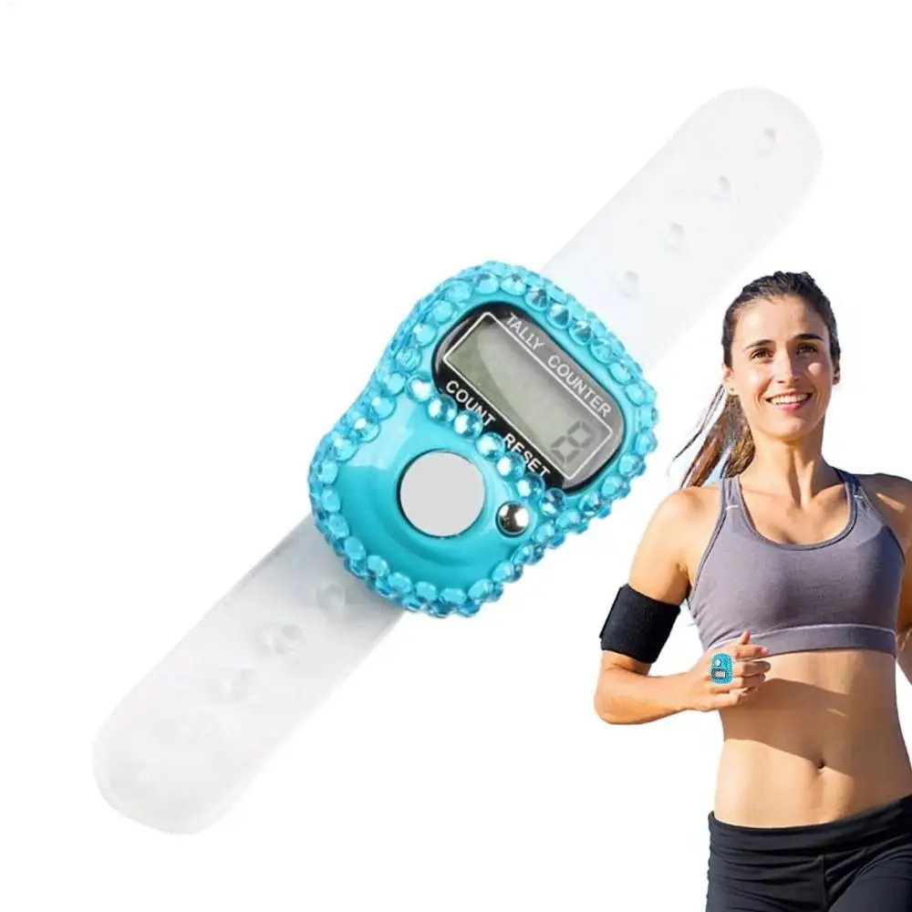 Diamond Decor Ring Counter LCD Screen Adjustable Strap Finger Tally Counter Battery Powered Digital Tally Counter Golf Score