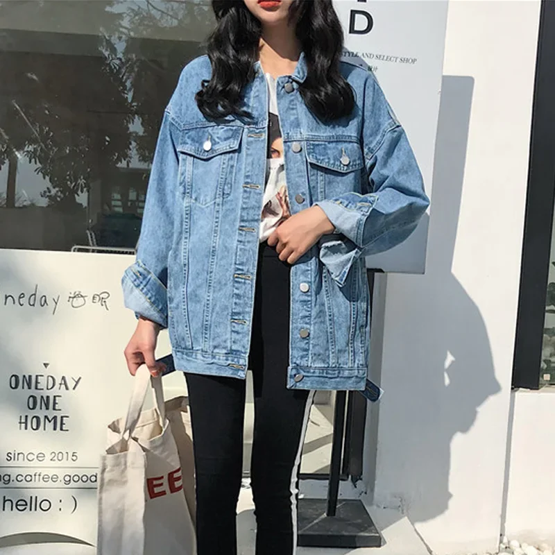 New Korean Fashion Denim Jacket Women Outerwear Oversized Jeans Jackets Female Vintage Loose Streetwear Clothes