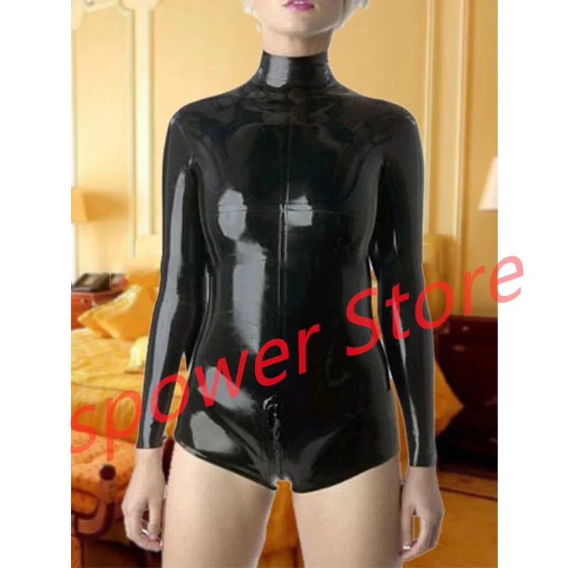 

Handmade Women Latex Catsuit with Back Crotch Zip Rubber Bodysuit Tight Jumpsuit Customize Cosplay Costumes