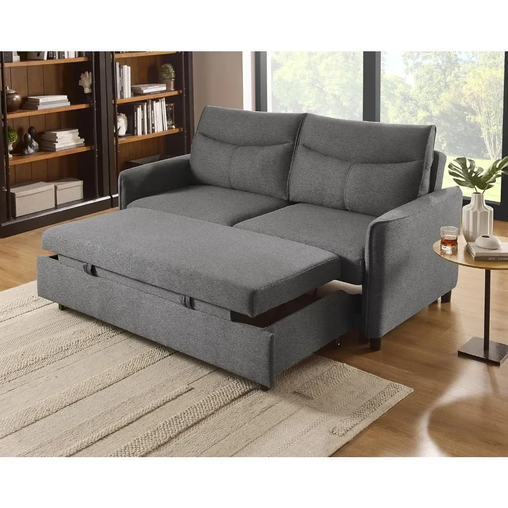 Sofa Bed, Wood Bedframe, for Living Room Bedroom Office, Pull Out Modular Sofa Bed Convertible Living Room Furniture