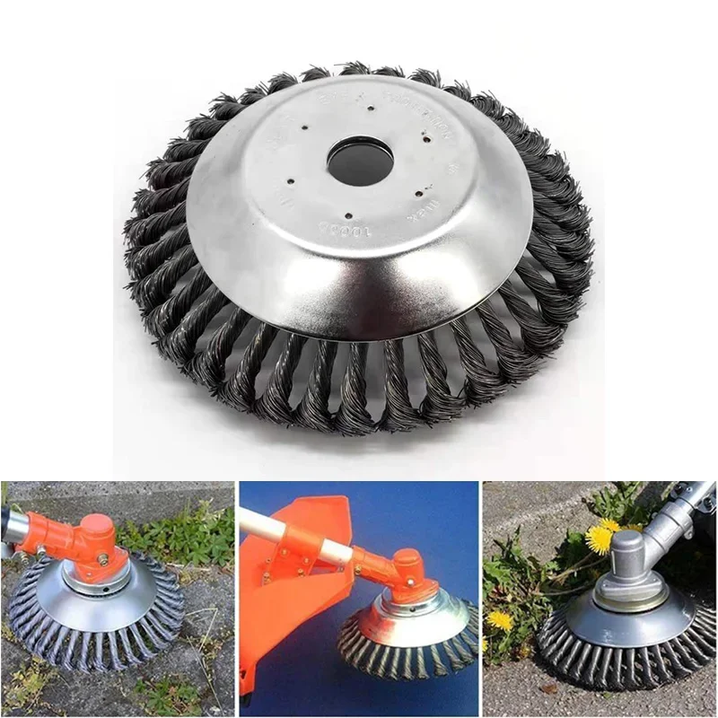 150mm/200m Steel Wire Trimmer Head Grass Brush Cutter Parts Dust Rusting Removal Weeding Wheel for Garden Lawn Mover Power Tools