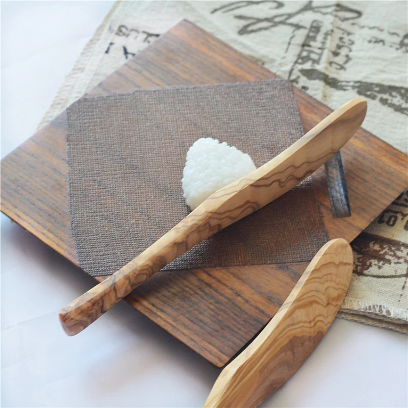 Olive Wood Spatula Plastic Handle Scraper Knives Breakfast Sandwich Cheese Slicer Spreader Butter Knife Kitchen Tools