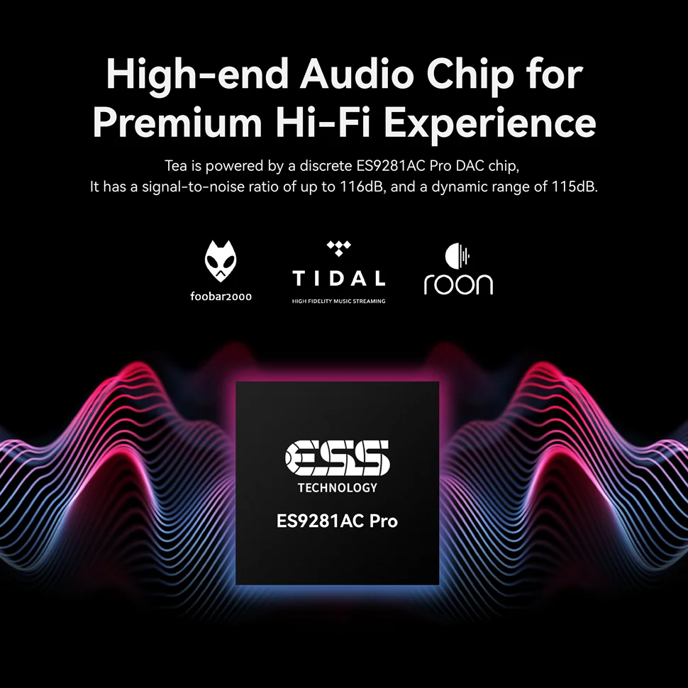 Khadas Tea 휴대용 USB DAC 블루투스 마그네틱 헤드폰 앰프 PCM, DSD 256, MQA 32 비트/384KHz ESS ES9281ACPro 동글 DAC