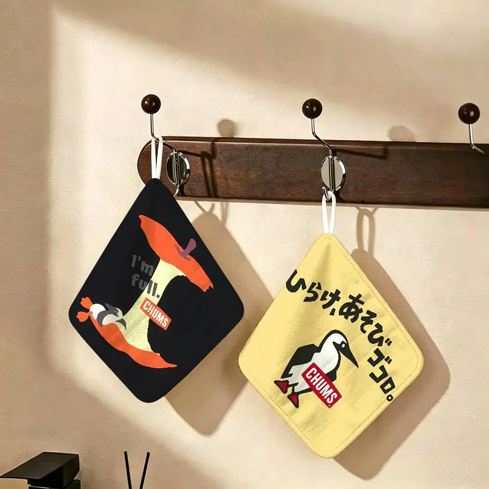 Brand C-Chums Polyester Cotton Hand Wiping Towel, Hanging Design, Durable for Household Restaurant Toilet Use