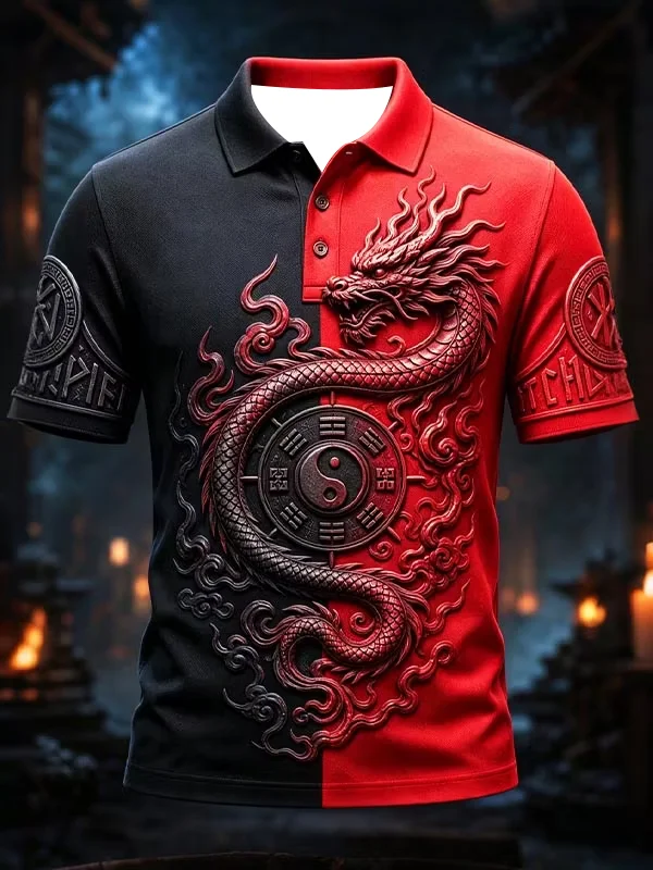 2027 Summer Men's New Style Polo Shirt - Japanese Samurai Series 3D Printed Outdoor Sports Quick-Drying Jacket for Family Use
