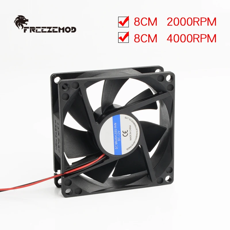 Freezemod High Air Volume 8cm PC Case Fan 12V Voltage 80mm Cooling Fan 2000/4000RPM High Speed Double Ball