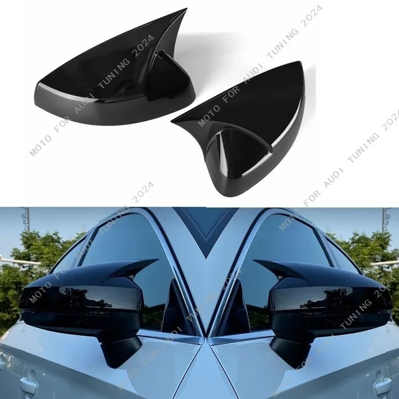 For Audi A3 S3 8V RS3 2013 2014 2015 2016 2017 2018 2019 2PCS Mirror Caps Cover Trim Glossy Black Rear View Mirror Case Cover