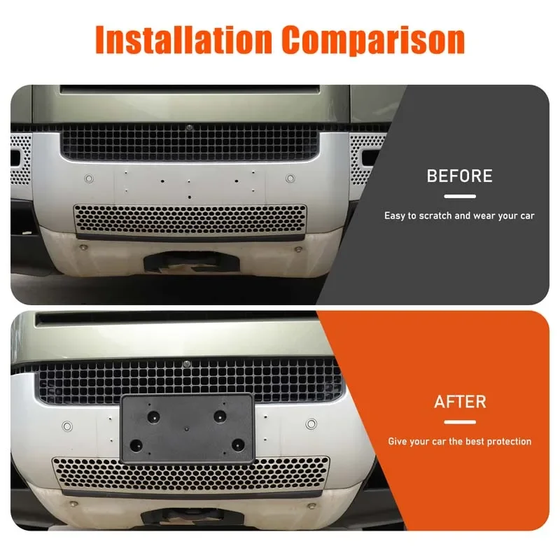 For Land Rover Defender 90 110 130 2020-2025+ ABS Black Car front license plate bracket car exterior modification accessories