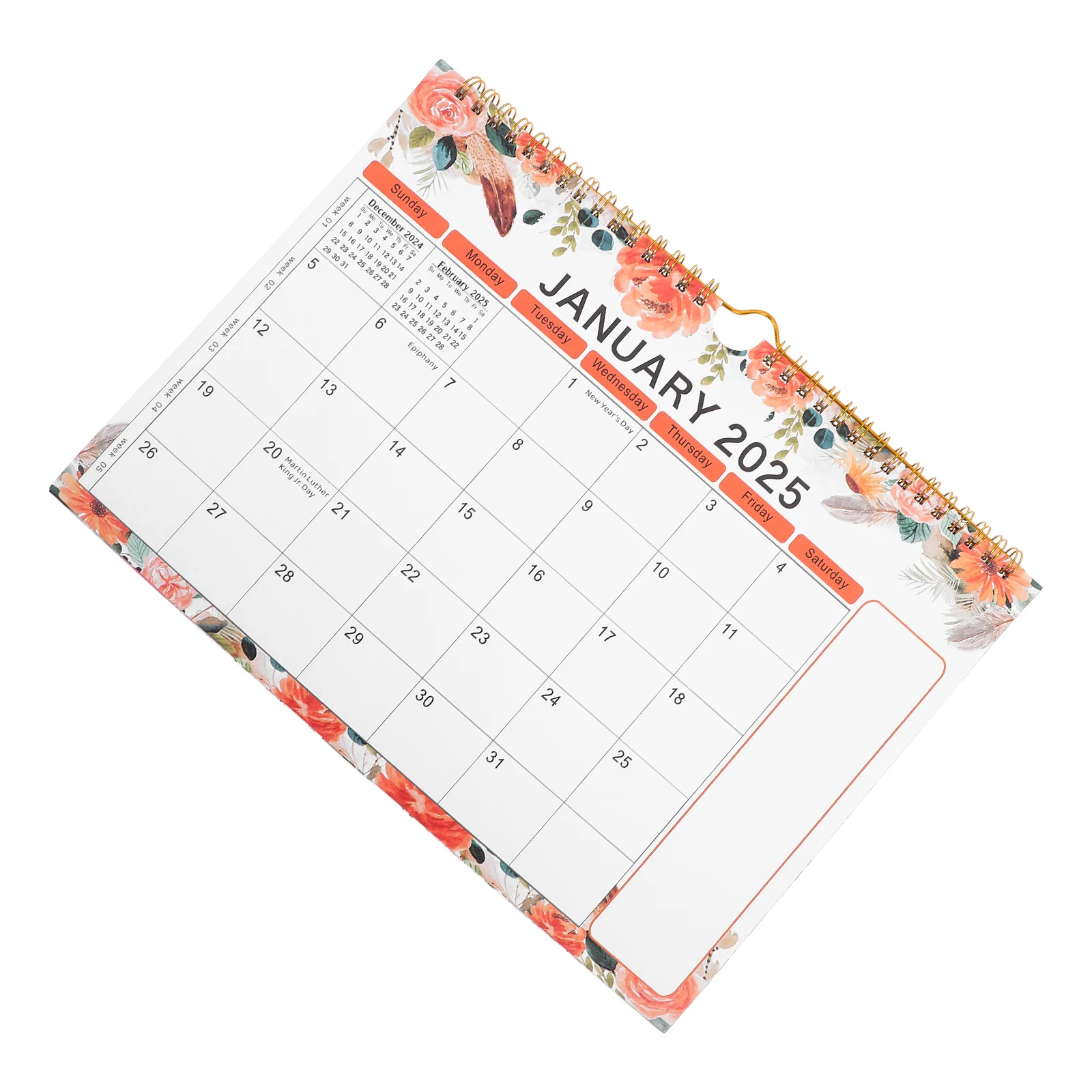 2025 Wall Calendar Month English Hanging Monthly Household Paper for Large Sturdy