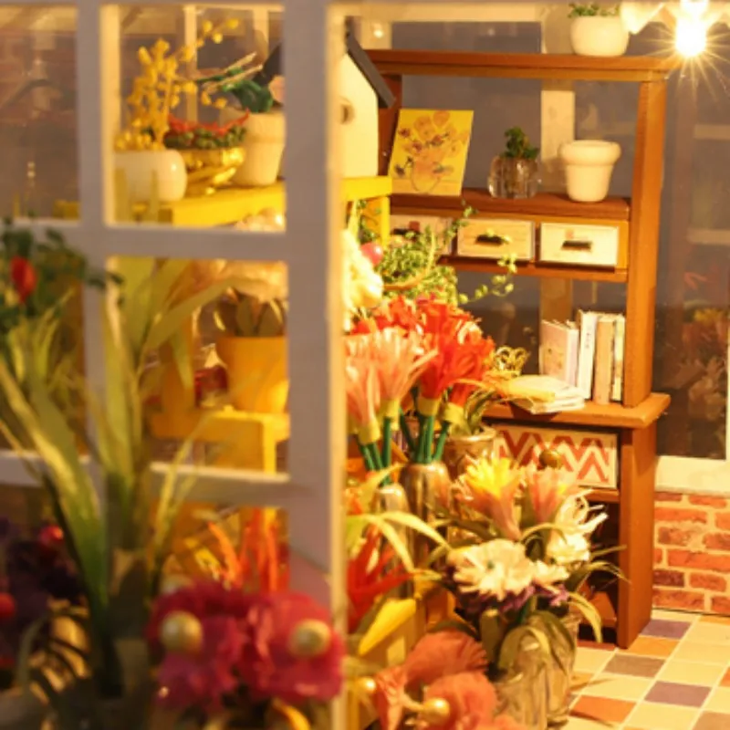 مجموعات منزل مصغرة ذاتية الصنع، كوخ حديقة الزهور الخشبية، نموذج للحرف اليدوية للبالغين، ديكور المنزل، هدايا عيد الميلاد للأصدقاء #4