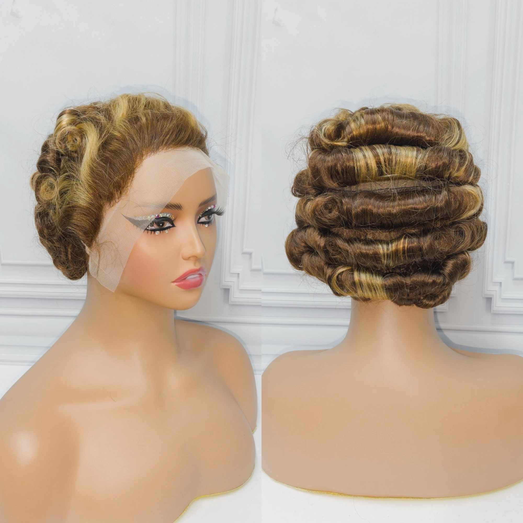 

13x4 Прозрачные кружевные фронтальные короткие свободные волнистые парики с стрижкой пикси 6 дюймов 200% плотность вьющихся человеческих волос Парики с эффектом омбре на шнурке