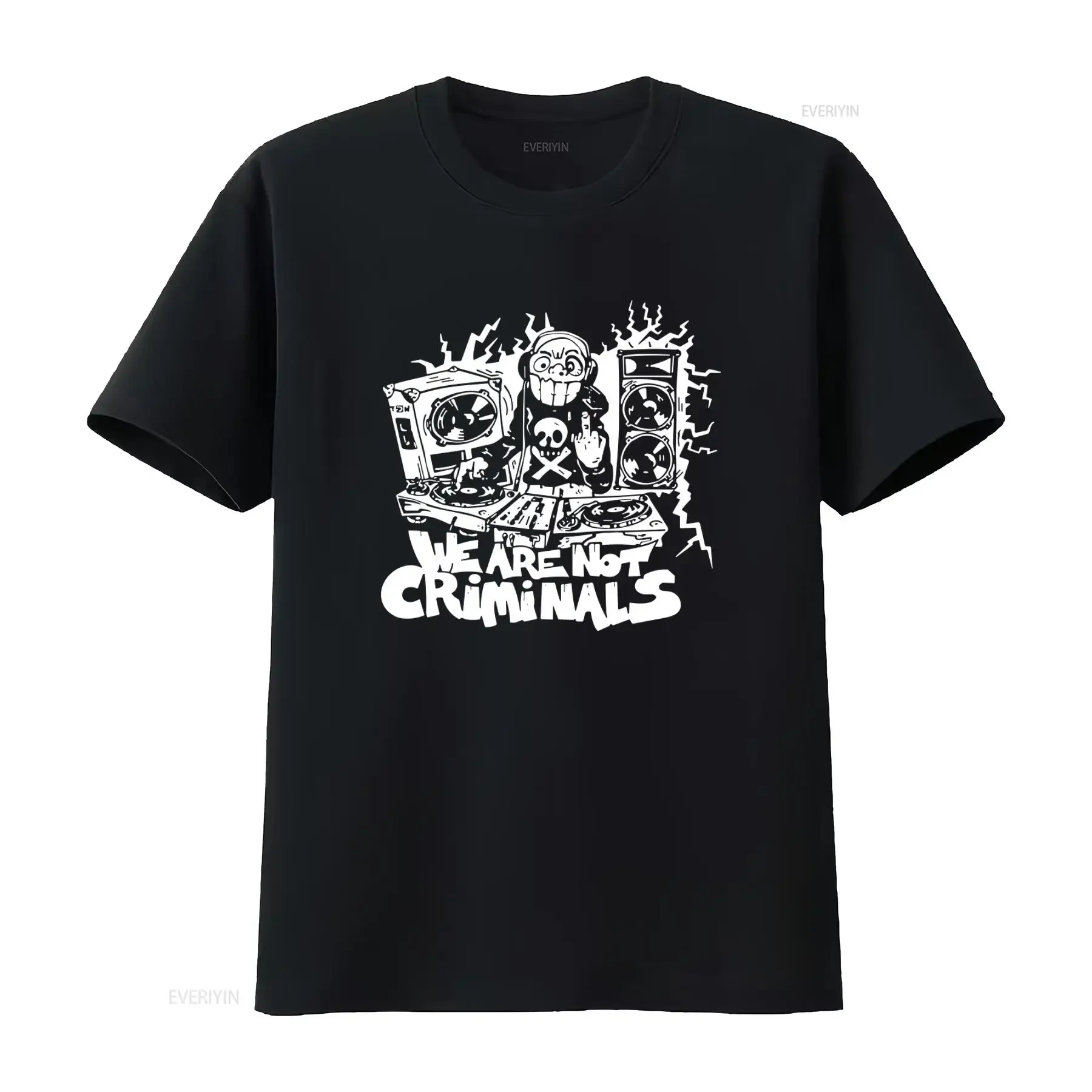 NOT CRIMINALS T Shirt for Tekno Rave Dancehall Punk Electro Disco Techno House Deep DJ Skull Design Trendy Streetwear vintage