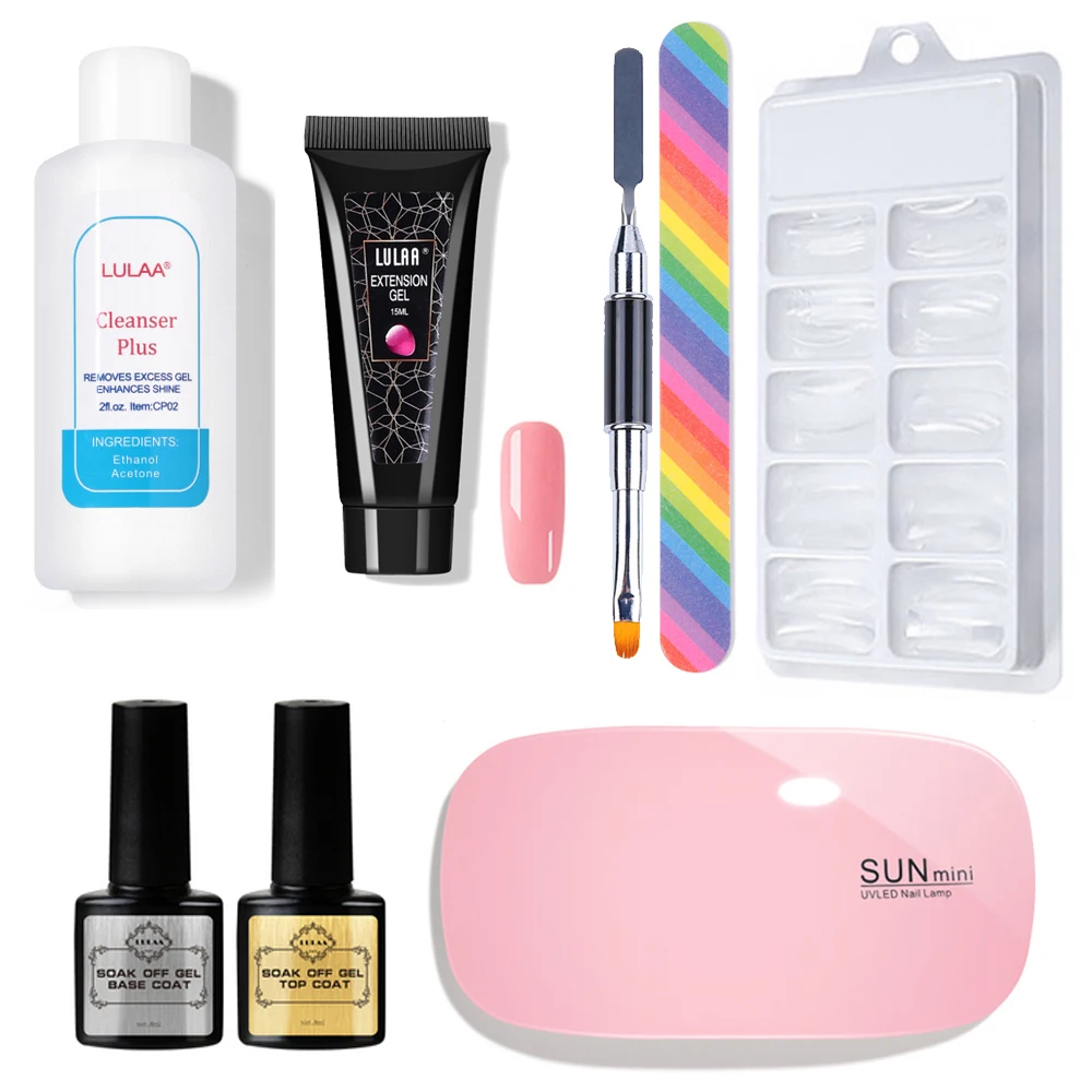 CNHIDS-Conjunto de Unhas Gel Polonês, Equipamento De Manicure, Extensão Transparente, Dicas Falsas, LED UV, Secador De Unhas, Arquivos De Polimento, Ferramentas, 15ml