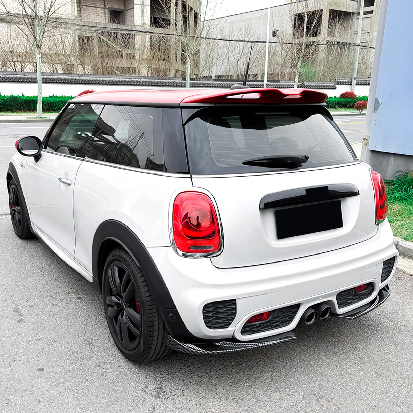 

Диффузор заднего бампера, боковые спойлеры-канарды для Mini Cooper F55 F56 F57 JCW 2014-2021, имитация карбона/глянцевый черный