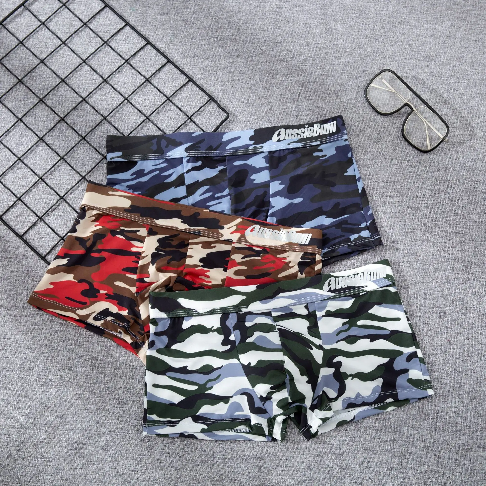 Aussiebum mens boxer briefs breathable ice silk camouflage low waist mens boxer briefs