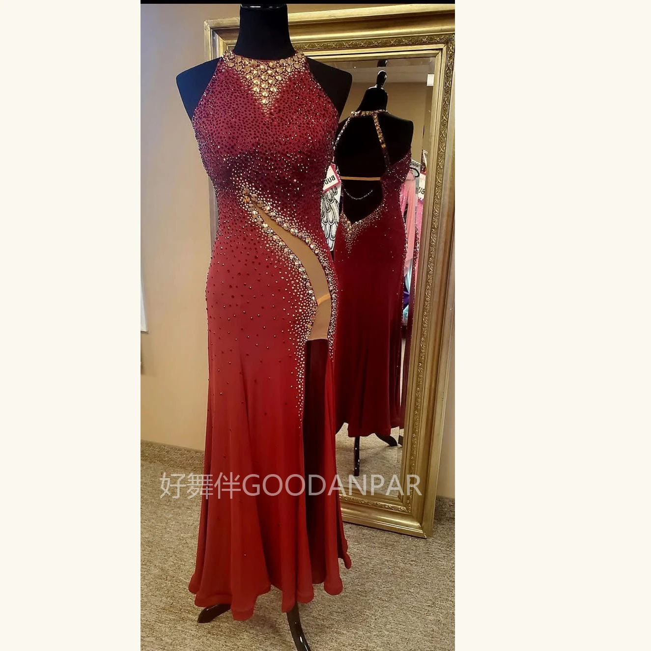 GOODANPAR Abiti da competizione di ballo da sala Costumi di danza Abito da valzer per abiti da ballo Abito da ballo americano liscio