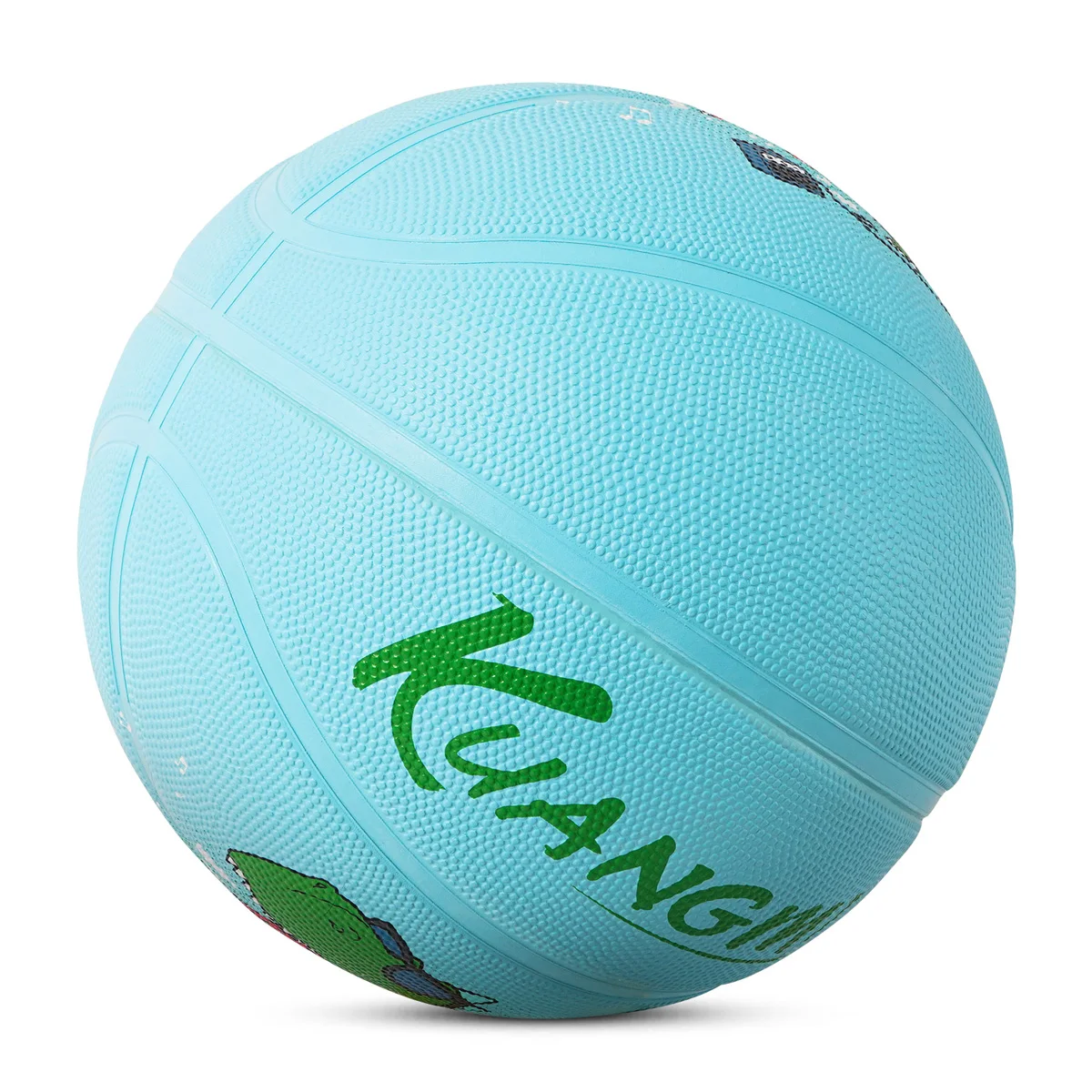 Kuangmi Dinosaur Rubber Basketball Size 4# 5# High Rebound Anti-Slip Gameball Sport Goods Ball for Kids Children